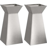 VidaXL Pilaar Plantenbak 2 pcs Zilver 35 x 35 x 73 cm