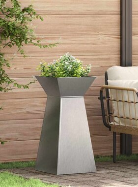 VidaXL Pilaar Plantenbak Zilver 35 x 35 x 73 cm Roestvrij staal