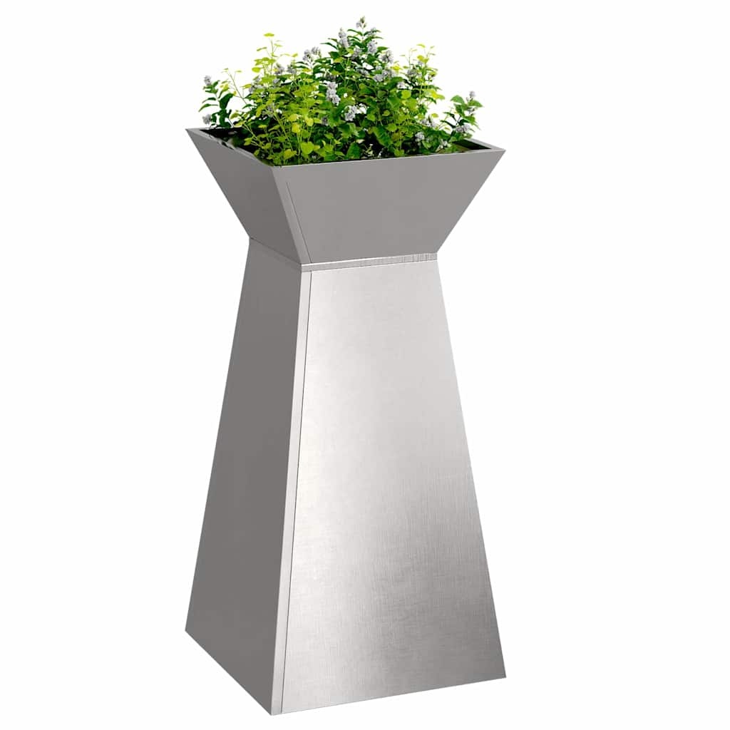 VidaXL Pilaar Plantenbak Zilver 35 x 35 x 73 cm Roestvrij staal