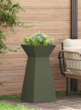 VidaXL Pilaar Plantenbak 2 pcs Olijfgroen 35 x 35 x 73 cm