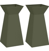 VidaXL Pilaar Plantenbak 2 pcs Olijfgroen 35 x 35 x 73 cm