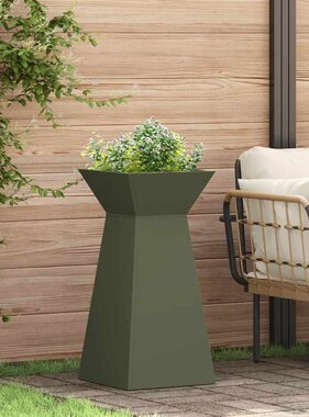 VidaXL Pilaar Plantenbak Olijfgroen 35 x 35 x 73 cm