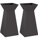 VidaXL Pilaar Plantenbak 2 pcs Zwart 35 x 35 x 73 cm