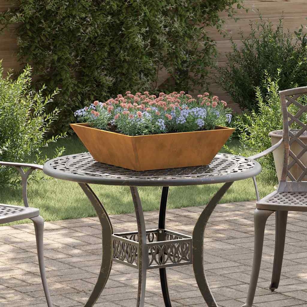 VidaXL Tuin Bloempot Roestig 50 x 50 x 15 cm Cortenstaal