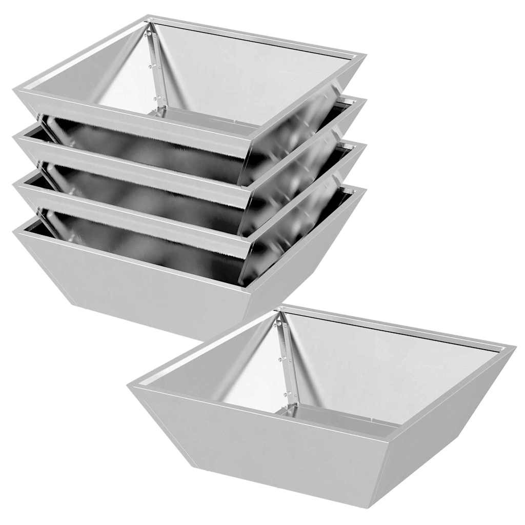 VidaXL Tuin Bloempot 5 pcs Zilver 50 x 50 x 15 cm Roestvrij staal