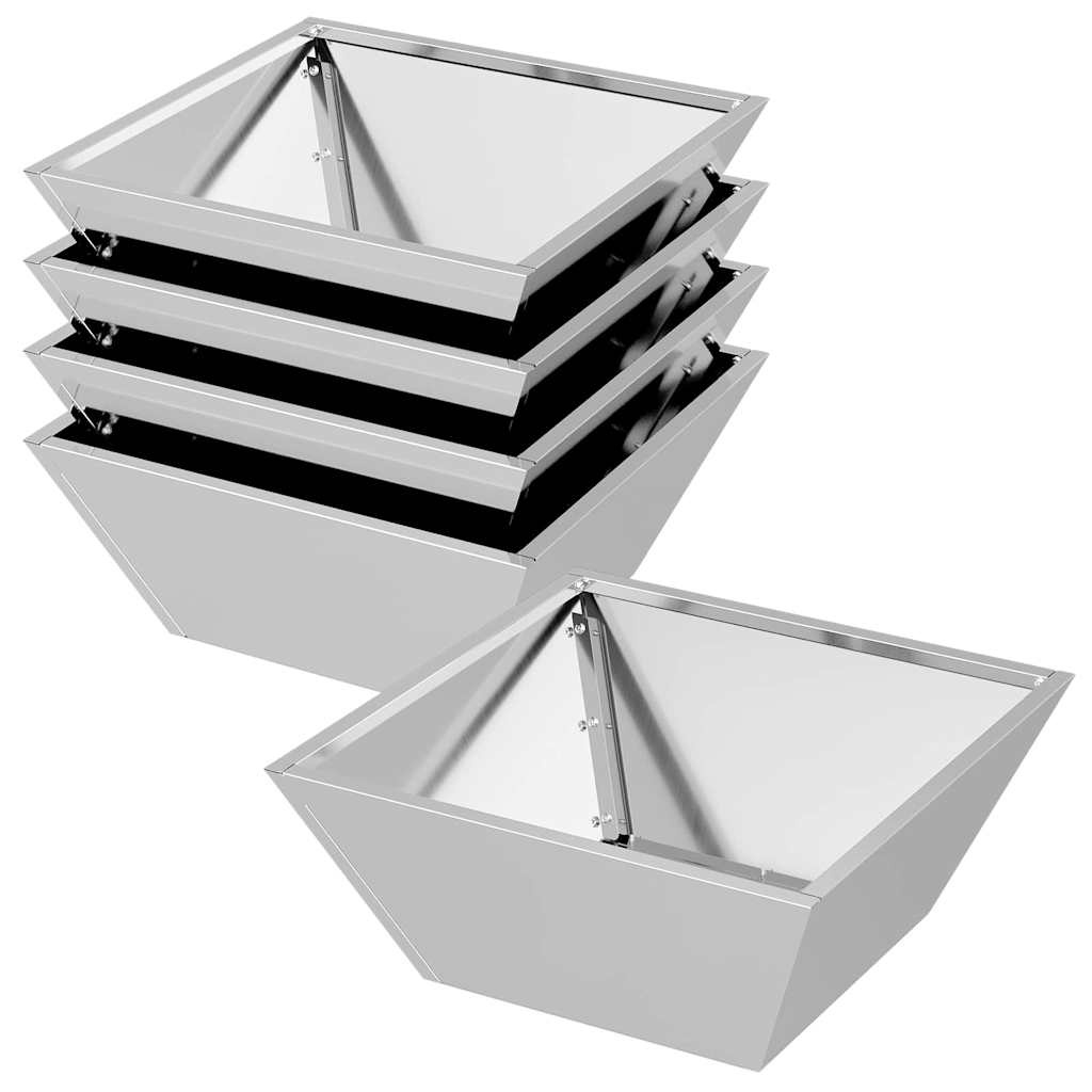 VidaXL Tuin Bloempot 5 pcs Zilver 40 x 40 x 15 cm Gegalvaniseerd staal