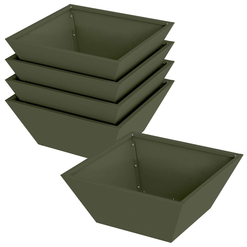 VidaXL Tuin Bloempot 5 pcs Olijf Groen 40 x 40 x 15 cm