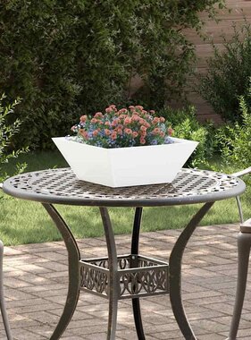 VidaXL Tuin Bloempot Wit 40 x 40 x 15 cm Koudgewalst staal