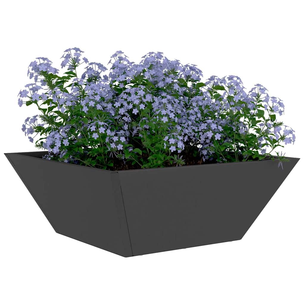 VidaXL Tuin Bloempot Zwart 40 x 40 x 15 cm Koudgewalst staal