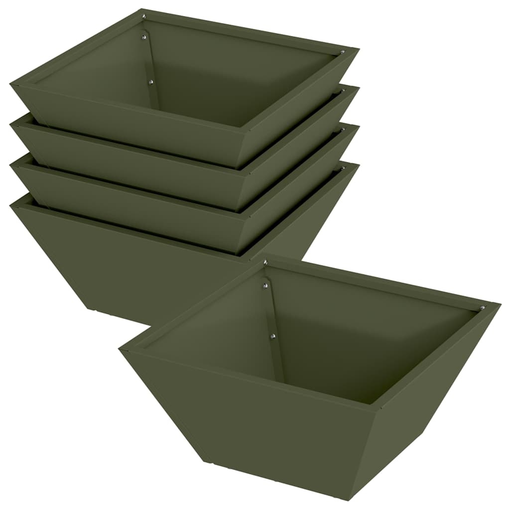 VidaXL Tuin Bloempot 5 pcs Olijf Groen 35 x 35 x 15 cm