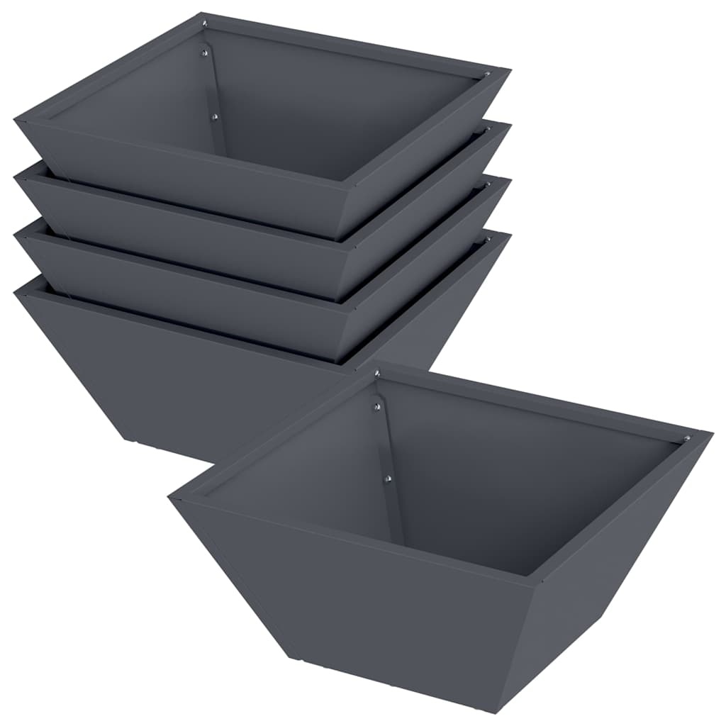 VidaXL Tuin Bloempot 5 pcs Antraciet 35 x 35 x 15 cm Koudgewalst staal