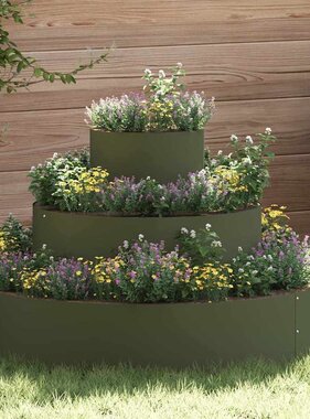 VidaXL Tuin Bloempot Olijf Groen 90 x 90 x 20 cm Koudgewalst staal