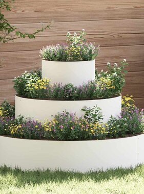 VidaXL Tuin Bloempot Wit 90 x 90 x 20 cm Koudgewalst staal