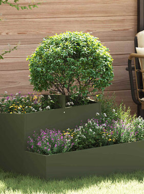 VidaXL Tuin Bloempot Olijf Groen 80 x 80 x 50 cm Koudgewalst staal