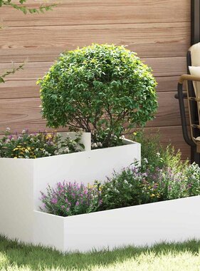 VidaXL Tuin Bloempot Wit 80 x 80 x 50 cm Koudgewalst staal