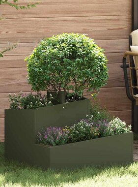 VidaXL Tuin Bloempot Olijf Groen 60 x 60 x 50 cm Koudgewalst staal