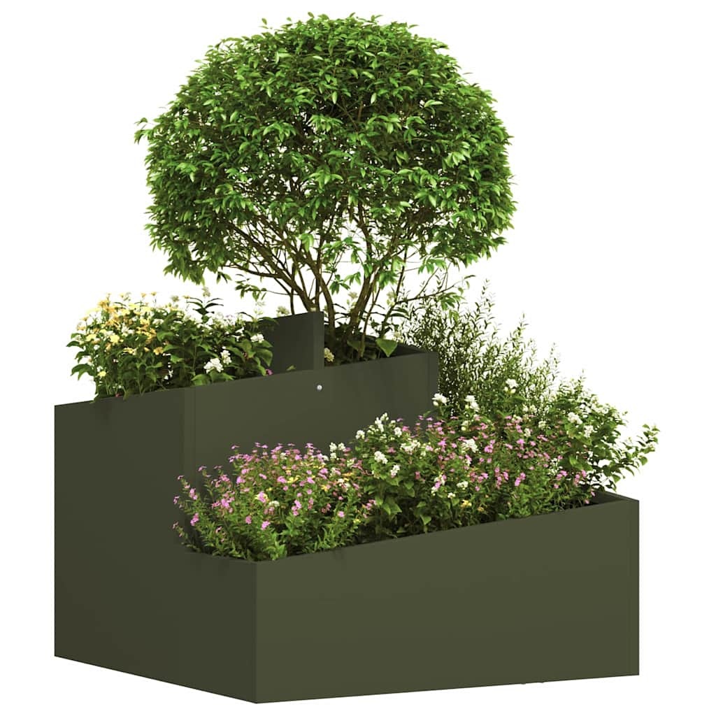 VidaXL Tuin Bloempot Olijf Groen 60 x 60 x 50 cm Koudgewalst staal