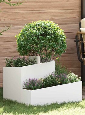 VidaXL Tuin Bloempot Wit 60 x 60 x 50 cm Koudgewalst staal