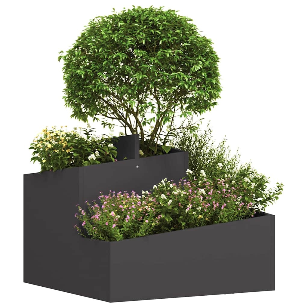 VidaXL Tuin Bloempot Zwart 60 x 60 x 50 cm Koudgewalst staal