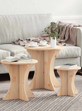 VidaXL Salontafel 3 pcs Naturel