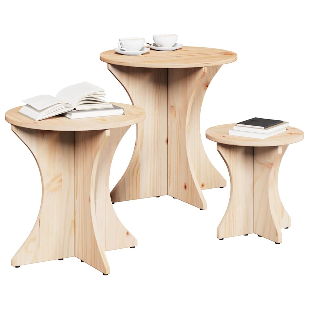 VidaXL Salontafel 3 pcs Naturel