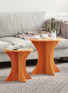 VidaXL Salontafel 2 pcs Wasbruin Massief grenenhout