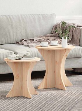 VidaXL Salontafel 2 pcs Naturel Massief grenenhout