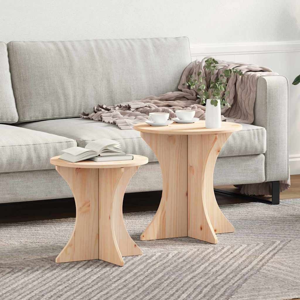 VidaXL Salontafel 2 pcs Naturel Massief grenenhout