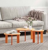 VidaXL Salontafel 3 pcs Wasbruin Massief grenenhout