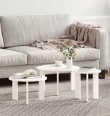 VidaXL Salontafel 3 pcs Wit Massief grenenhout