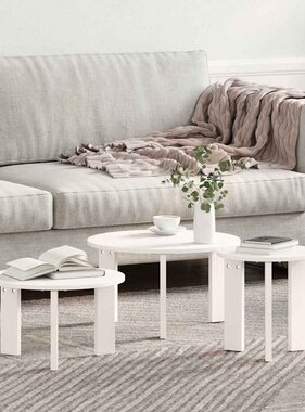 VidaXL Salontafel 3 pcs Wit Massief grenenhout