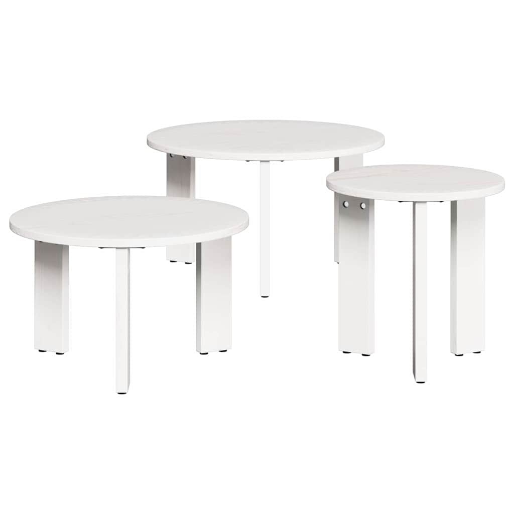 VidaXL Salontafel 3 pcs Wit Massief grenenhout