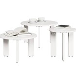 VidaXL Salontafel 3 pcs Wit Massief grenenhout