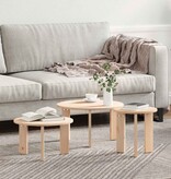 VidaXL Salontafel 3 pcs Naturel Massief grenenhout
