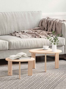 VidaXL Salontafel 2 pcs Naturel Massief grenenhout