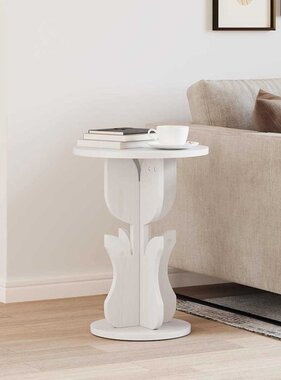 VidaXL Salontafel Wit 39,5 x 39,5 x 53,5 cm Massief grenenhout