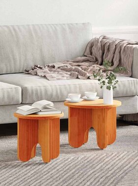 VidaXL Salontafel 2 pcs Wasbruin Massief grenenhout