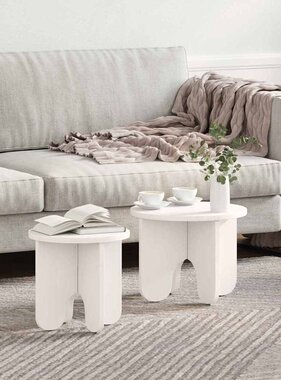 VidaXL Salontafel 2 pcs Wit Massief grenenhout