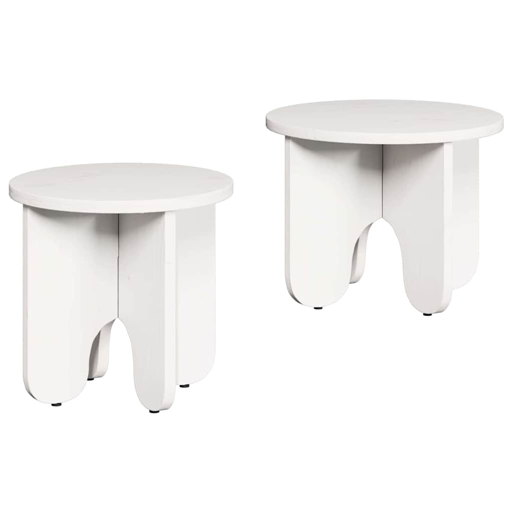 VidaXL Salontafel 2 pcs Wit Massief grenenhout