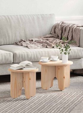 VidaXL Salontafel 2 pcs Naturel Massief grenenhout
