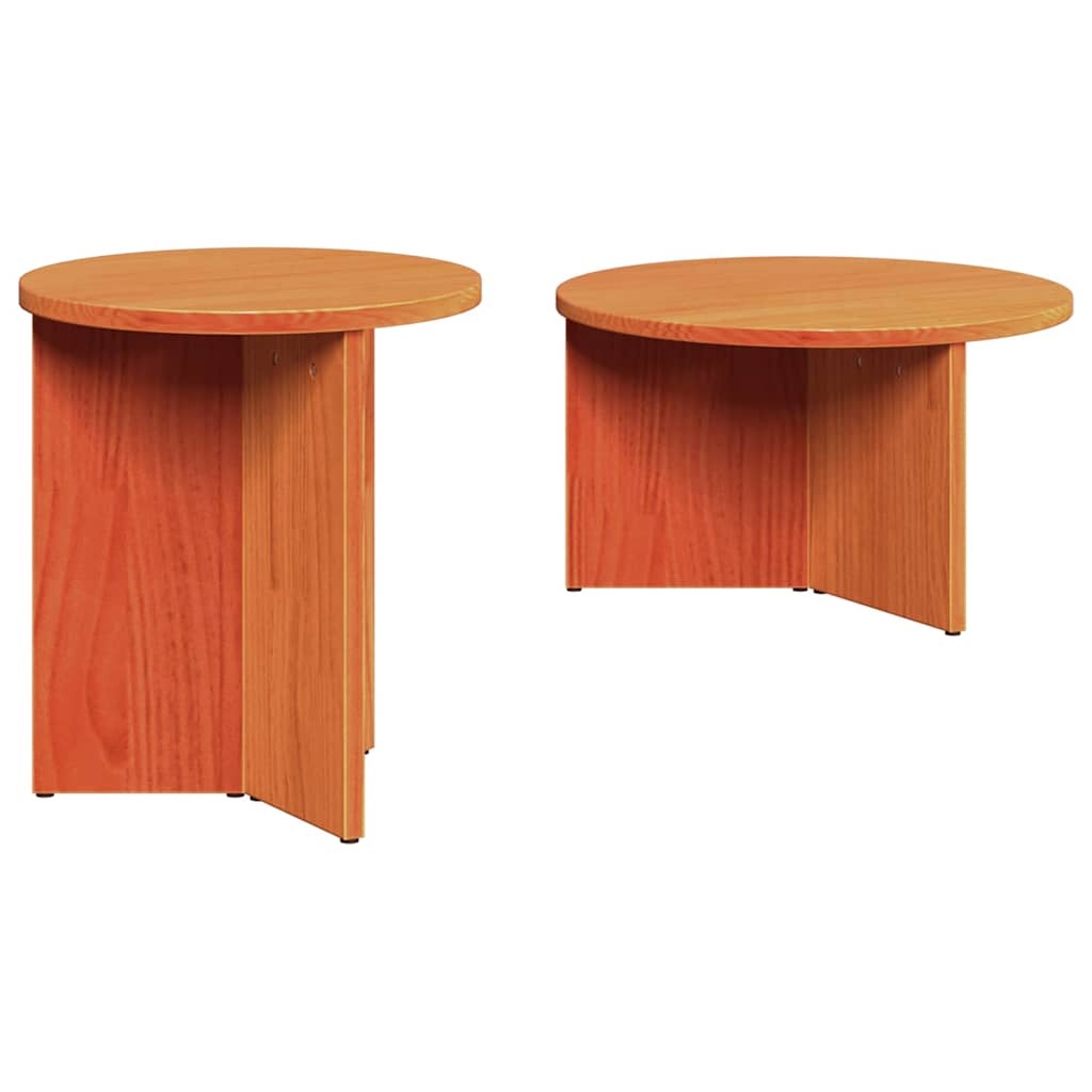 VidaXL Salontafel 2 pcs Wasbruin Massief grenenhout