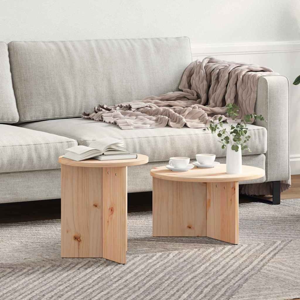 VidaXL Salontafel 2 pcs Naturel Massief grenenhout
