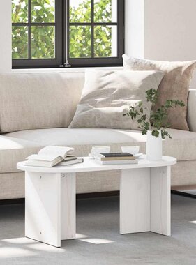 VidaXL Salontafel Wit 80 x 39,5 x 35 cm Massief grenenhout