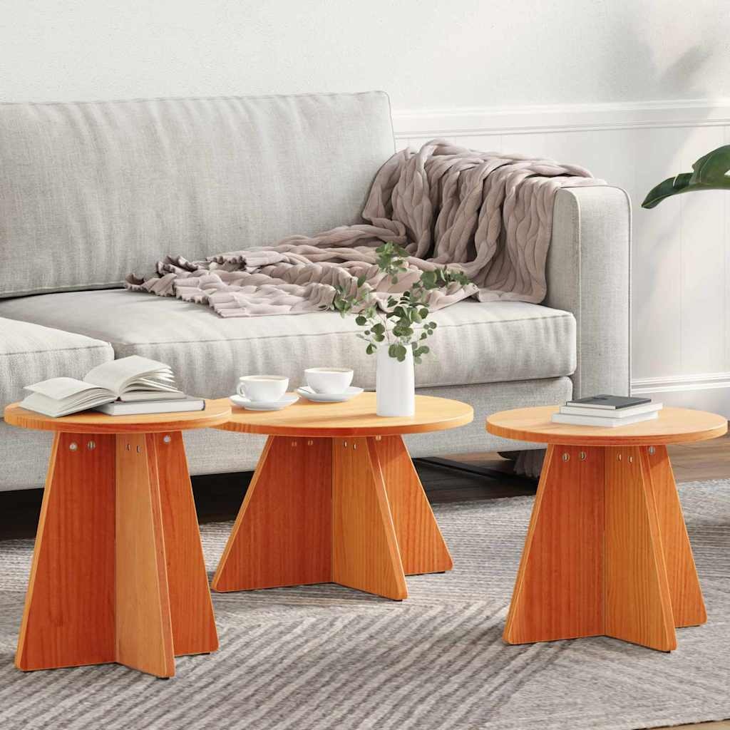 VidaXL Salontafel 3 pcs Wasbruin