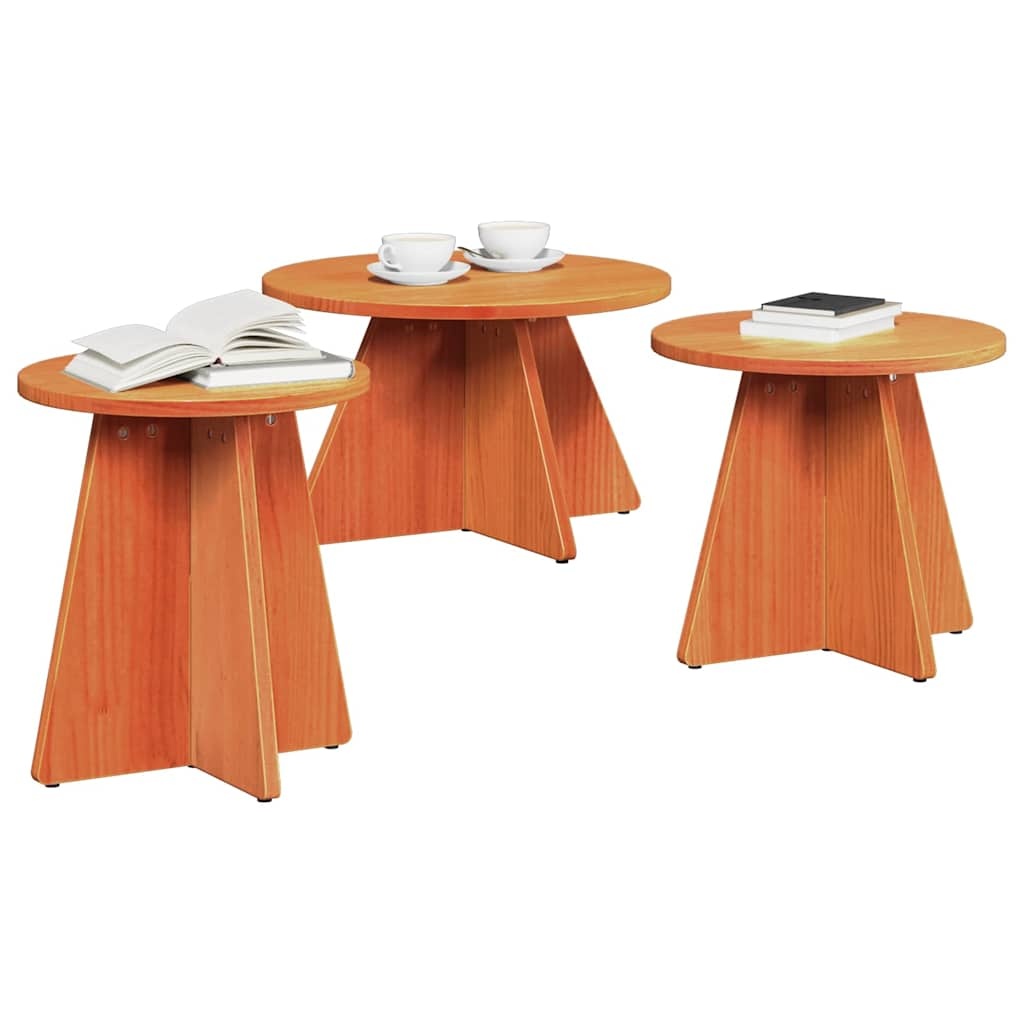 VidaXL Salontafel 3 pcs Wasbruin
