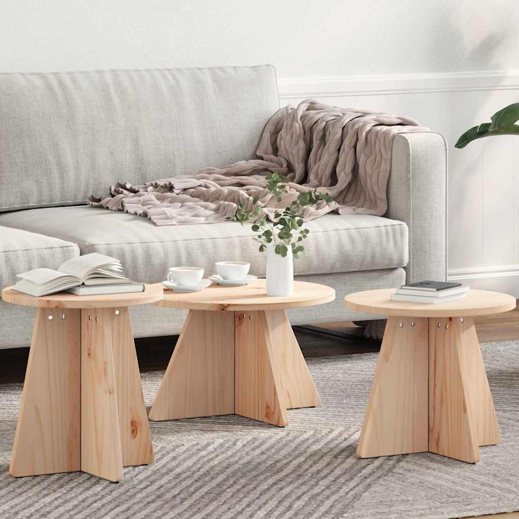 VidaXL Salontafel 3 pcs Naturel