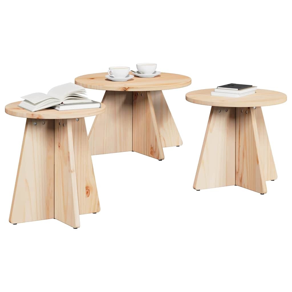 VidaXL Salontafel 3 pcs Naturel