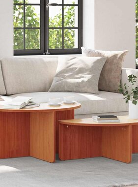 VidaXL Salontafel 2 pcs Wasbruin Massief grenenhout