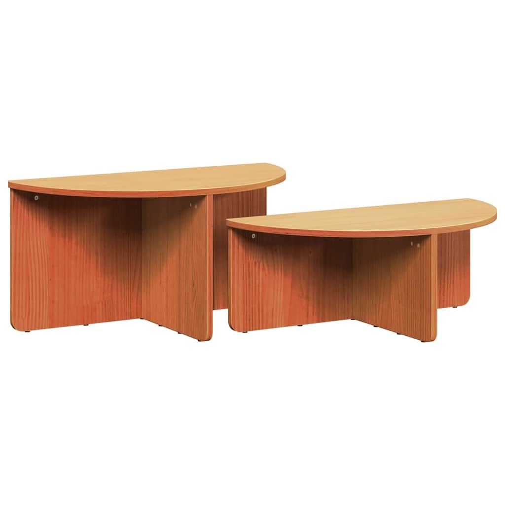 VidaXL Salontafel 2 pcs Wasbruin Massief grenenhout