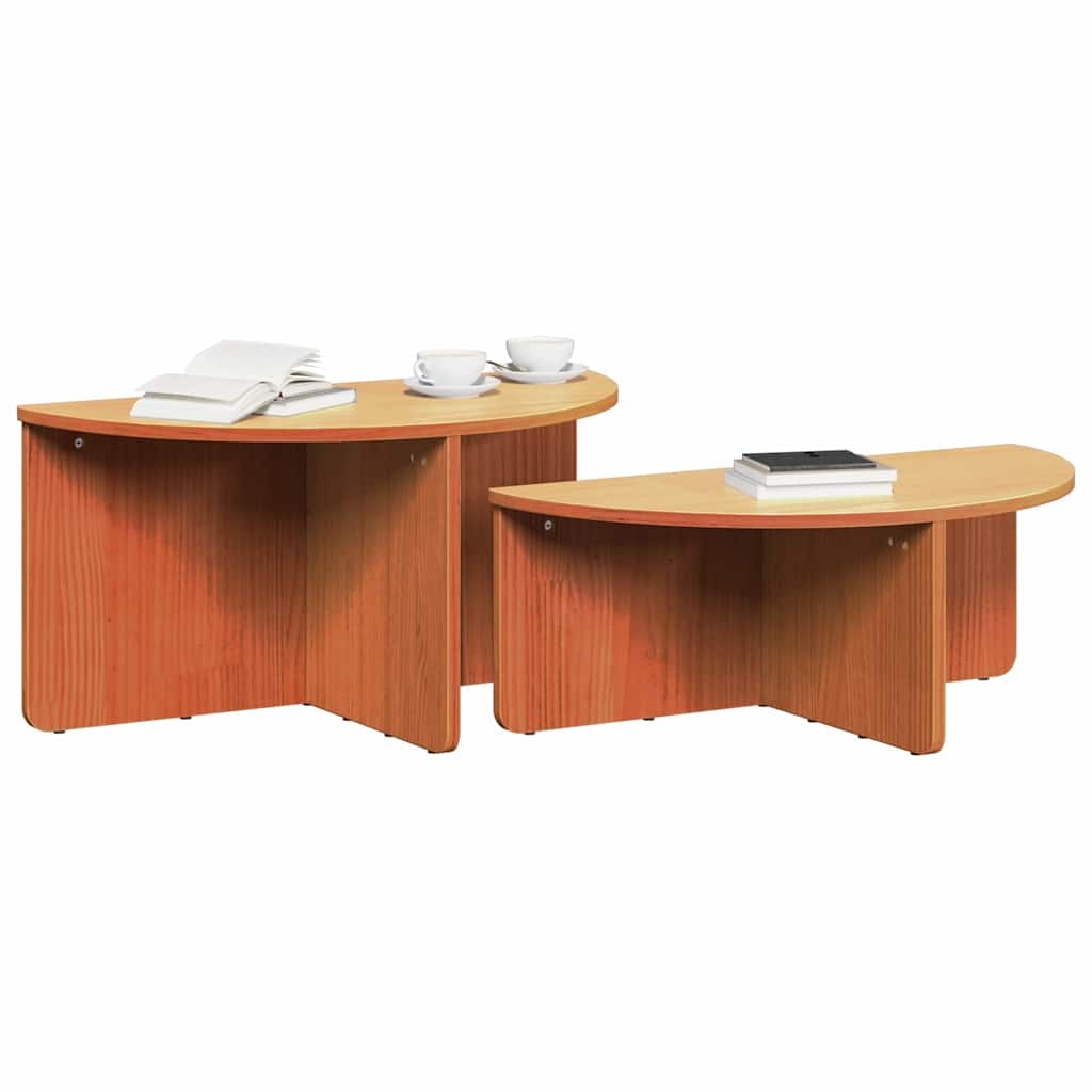 VidaXL Salontafel 2 pcs Wasbruin Massief grenenhout